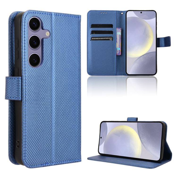 Funda de cuero con textura de diamante para Samsung Galaxy S25 FE 5G (azul)