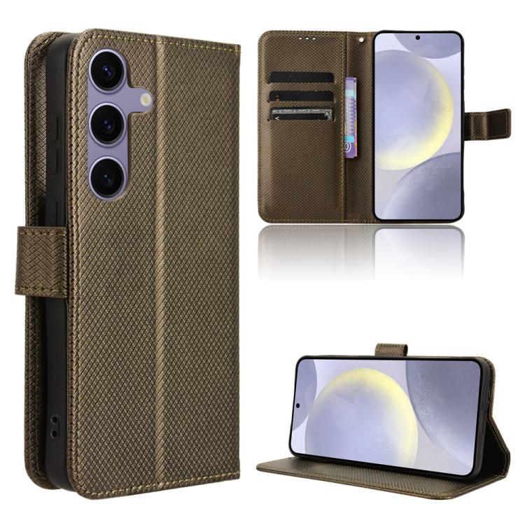 Funda de cuero con textura de diamante para Samsung Galaxy S25 FE 5G (marrón)
