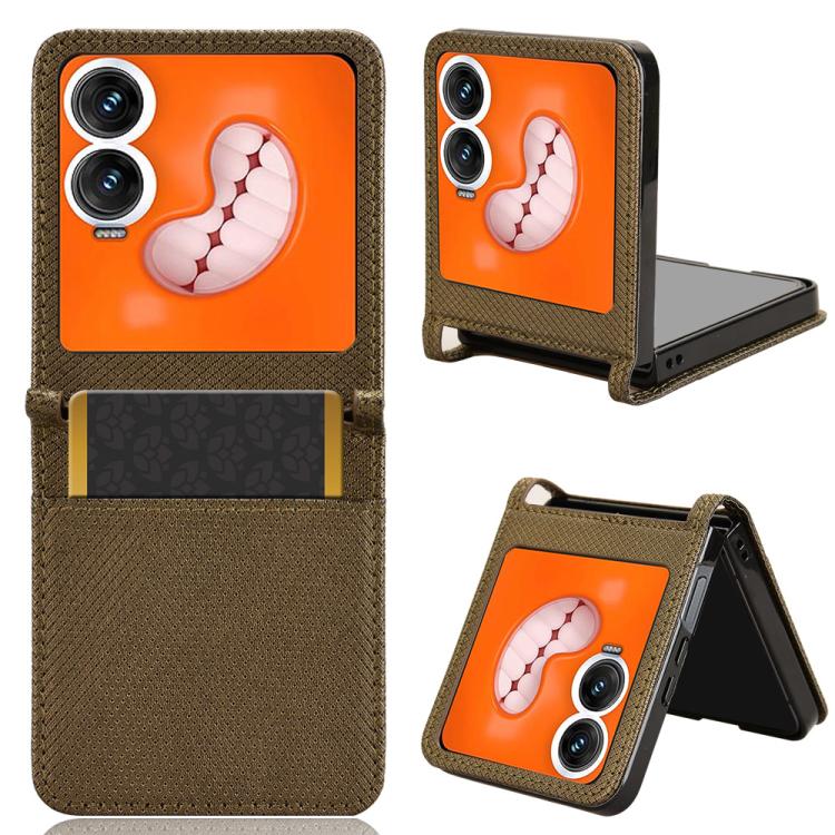Funda de Cuero con Textura de Diamante para Teléfono Infinix Zero Flip (Marrón)