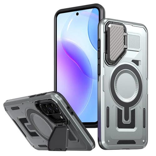 Funda con marco protector MagSafe para Samsung Galaxy A56 5G (gris)