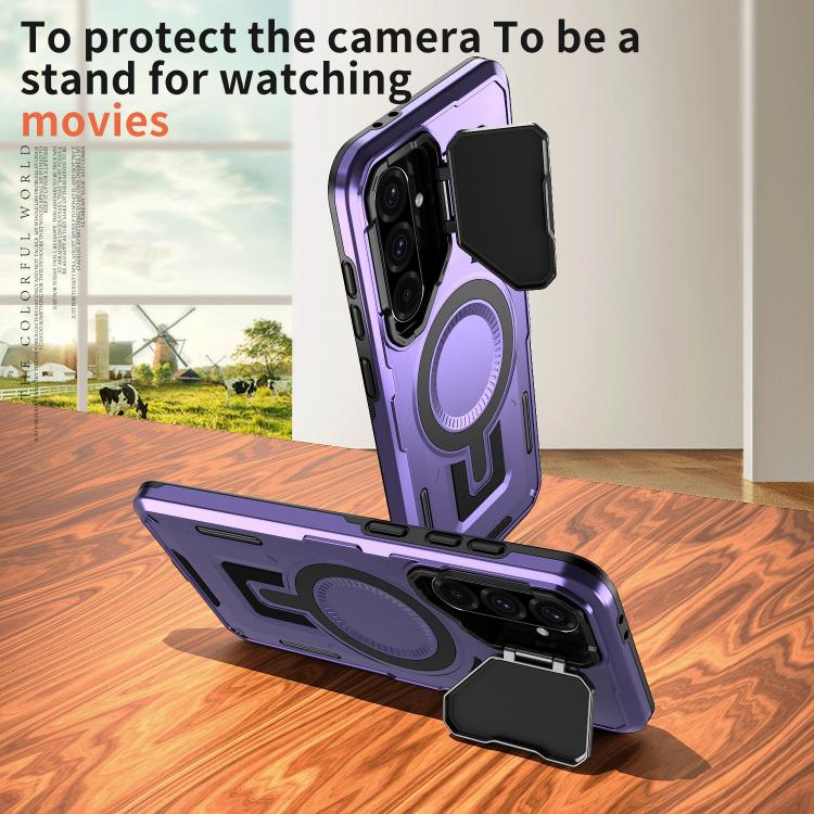 Funda MagSafe con marco protector para Samsung Galaxy A36 5G (morado)