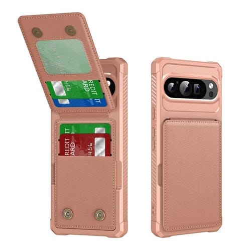 Funda de Cuero con Tapa Vertical para Google Pixel 9 y 9 Pro (Oro Rosa)