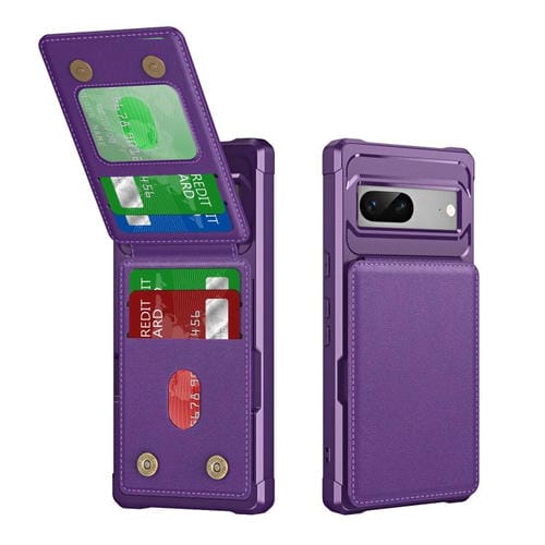 Funda de Cuero con Tarjetero y Tapa Vertical para Google Pixel 7 (Morado)