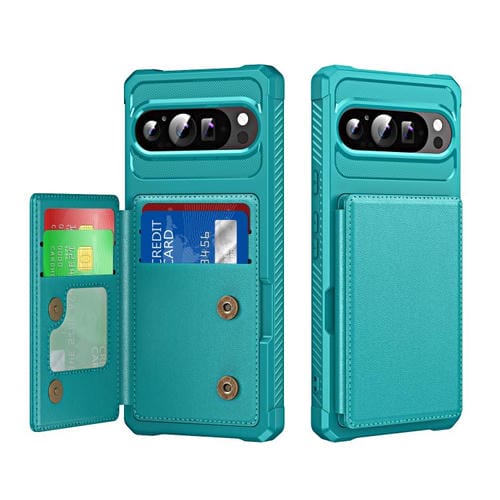 Funda de Cuero con Tapa Horizontal para Google Pixel 9 Pro XL (Verde Cian)