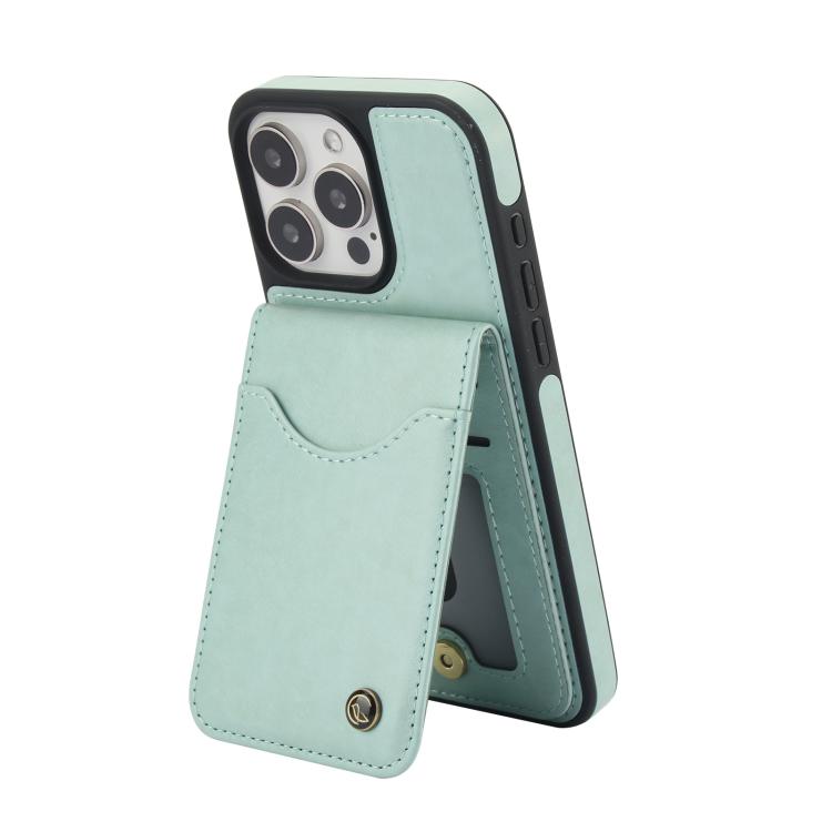 Funda para iPhone 14 Pro Awquer de Cuero con Tapa Vertical para Tarjetas y Soporte (Verde)