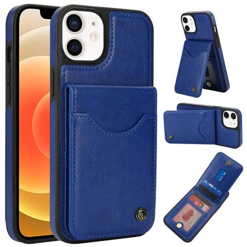 Funda para iPhone 12/12 Pro Awquer Cuero Tapa Vertical Tarjetas Soporte (Azul)