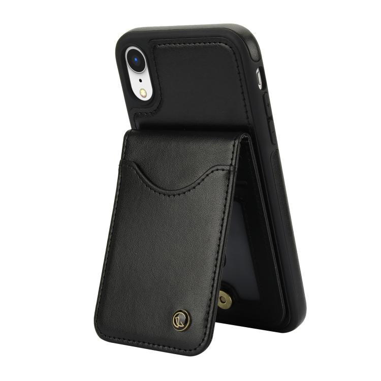 Funda de Cuero Awquer para iPhone X/Xs con Tapa Vertical para Tarjetas y Soporte (Negro)