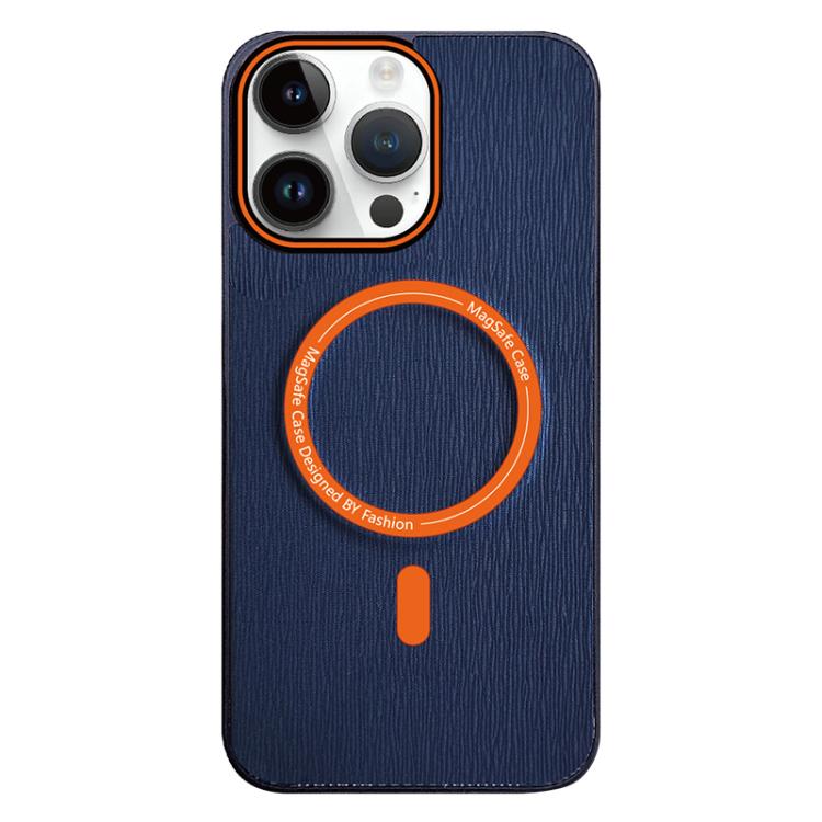 Funda para Teléfono Magsafe iPhone 16 Pro Max Textura de Madera Imitación (Azul Marino)