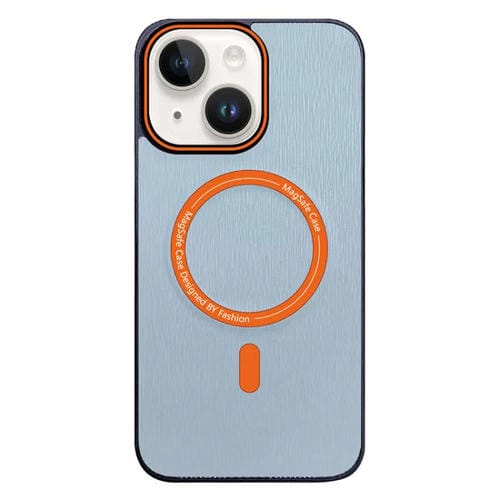 Funda para Teléfono iPhone 15 Textura Madera Imitación Color Contraste (Azul Cielo)