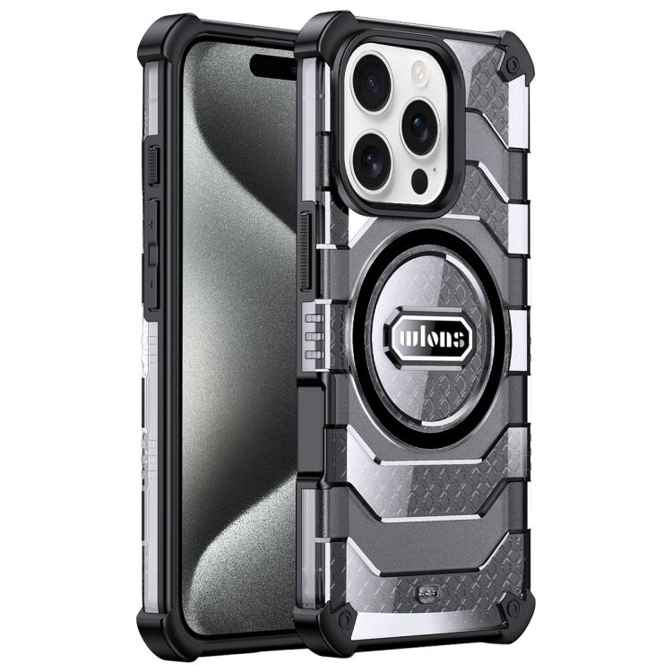 Funda híbrida TPU y PC Wlons Serie Explorer con Magsafe para iPhone 15 Pro (Negra)