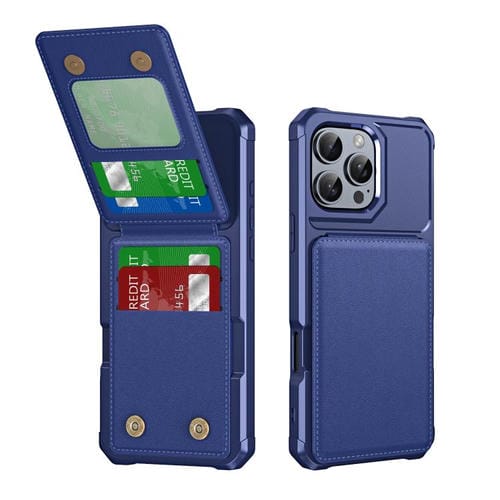 Funda de Cuero con Tapa Vertical para iPhone 16 Pro TaRJetero (Azul Oscuro)
