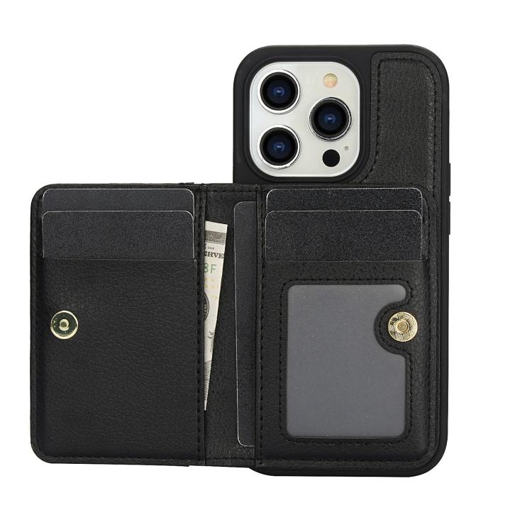 Funda para iPhone 11 Pro Awquer Cuero con Tapa Horizontal para Tarjetas y Soporte (Negro)