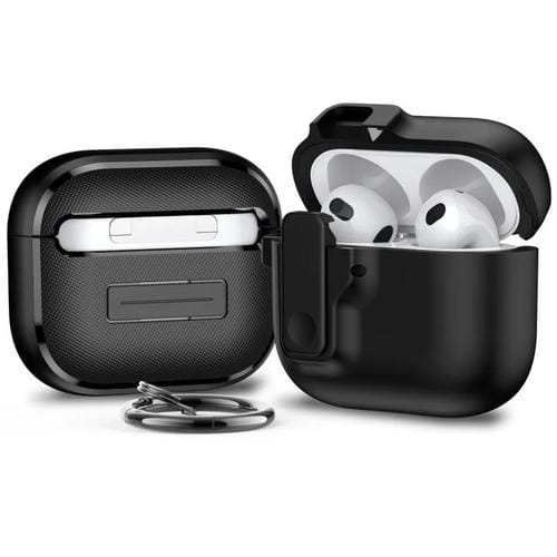 Funda Protectora Auriculares Bluetooth Airpods 4 Bloqueo Automático (Negro)