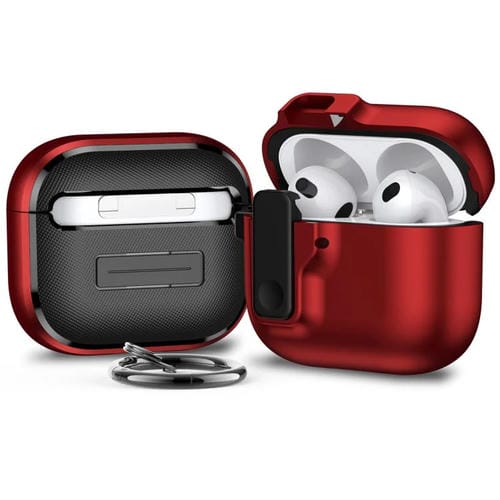 Funda Protectora Auriculares Bluetooth Airpods 4 Bloqueo Automático (Rojo)