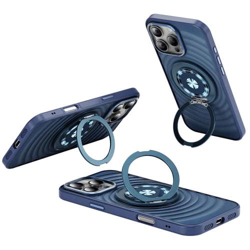 Funda para teléfono Apple iPhone 16 Pro con soporte Magsafe y diseño de ondas (Azul Sierra)