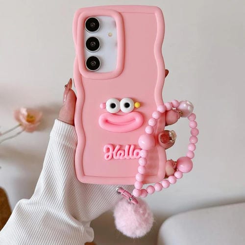 Funda TPU Samsung Galaxy A25 5G Diseño Boca de Salchicha Cadena Cuentas (Rosa)