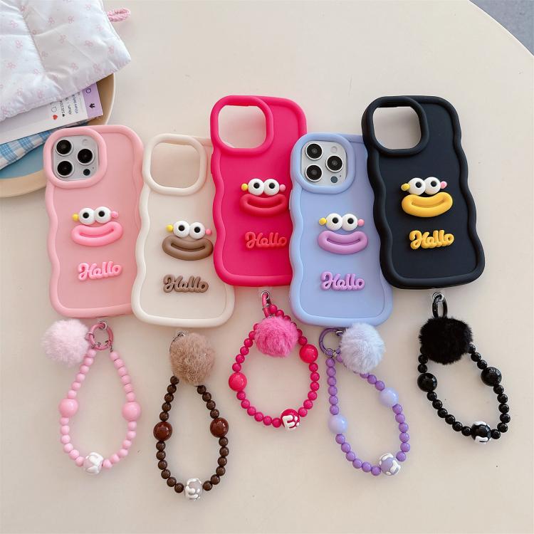 Funda TPU iPhone 11 Forma Boca de Salchicha Cadena de Cuentas (Morado)