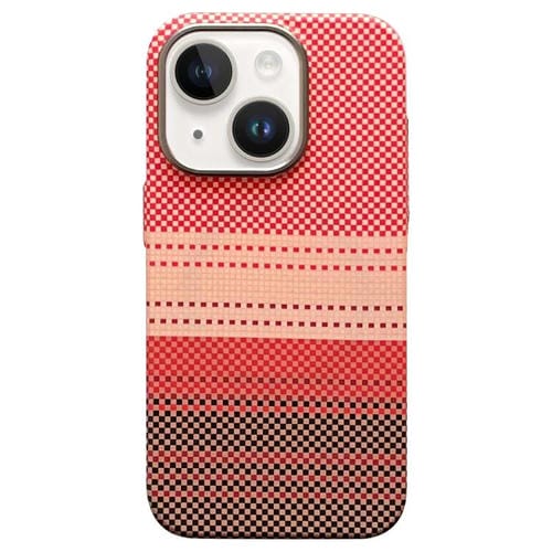 Estuche para teléfono iPhone 15 con marco de protección de Lente de metal Magsafe (Naranja Atardecer)