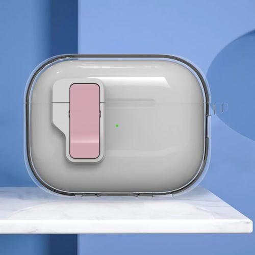Estuche Para Auriculares Inalåmbricos AirPods Pro 2 Ice Crystals Con Interruptor Magnético (Rosa Transparente)
