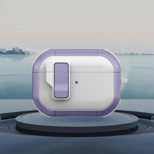 Estuche Para Auriculares Inalåmbricos Airpods Pro 2 Starship Con Interruptor Magnético (Blanco Y Morado)