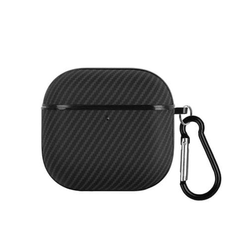 Estuche para Auriculares Airpods 4 Textura Fibra Poliuretano Gancho Pc (Negro)