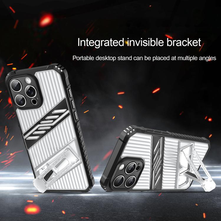 Funda hĂbrida TPU para iPhone 12 con soporte para PC (Gris y Negro)