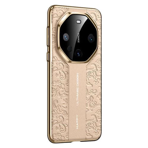 Funda de Cuero Huawei Mate 60 con Diseño de Dragón en la Nube (Dorada)