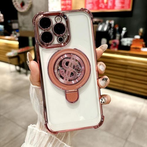 Funda para Teléfono Magsafe iPhone 15 Pro Soporte y Película para Lente (Rosa)
