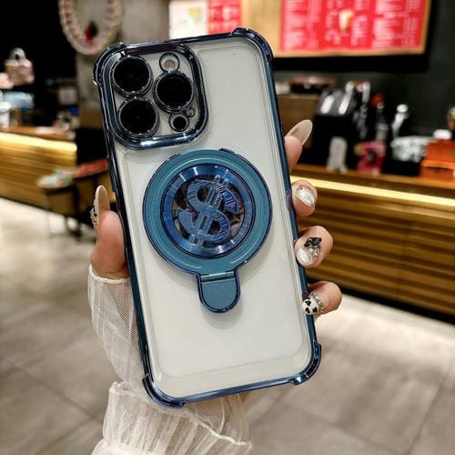 Funda para TelĂ©fono Space con Soporte Magsafe para iPhone 15 Pro con PelĂcula para Lente (Azul)