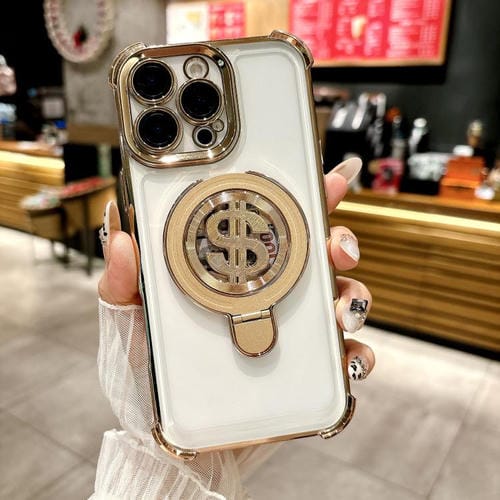 Estuche para Teléfono con Soporte Magsafe para iPhone 16 Pro Max con Película para Lente (Dorado)