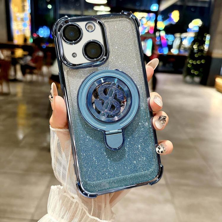 Funda para Teléfono con Soporte Magsafe y Película para Lente para iPhone 14 (Azul)