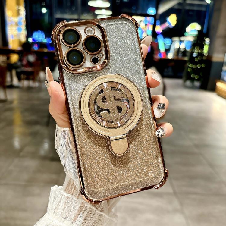 Estuche para teléfono iPhone 14 Pro Max con soporte Magsafe y Película para Lente (Dorado del Desierto)