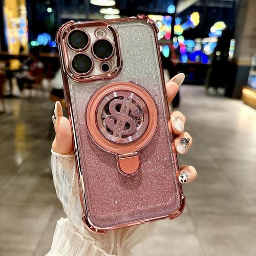 Estuche para telĂ©fono + soporte Magsafe + PelĂcula Lente iPhone 16 Pro Max (Rosa)