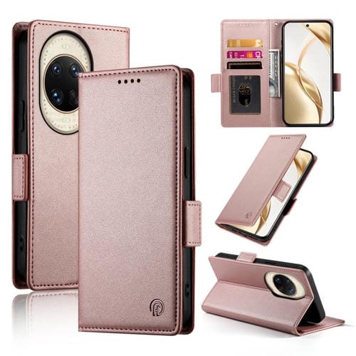 Funda magnética de cuero esmerilado con hebilla lateral para Huawei Nova 14 Ultra (oro rosa)