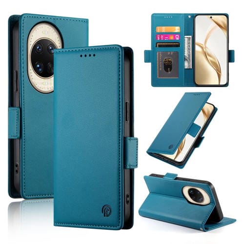 Funda de cuero esmerilado con hebilla lateral magnética para Huawei Nova 14 Ultra (azul)