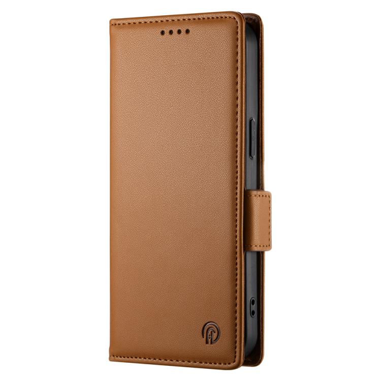 Funda de cuero esmerilado magnético con hebilla lateral para Huawei Nova 14 Ultra (marrón)