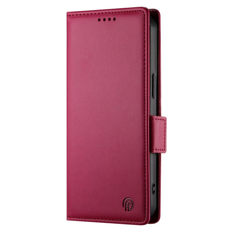 Funda magnética de cuero esmerilado con hebilla lateral para Huawei Nova 14 (rojo vino)