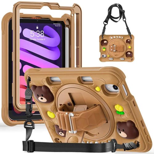 Funda híbrida Silicona con Soporte Giratorio para iPad Mini 2024/Mini 6 (Marrón)