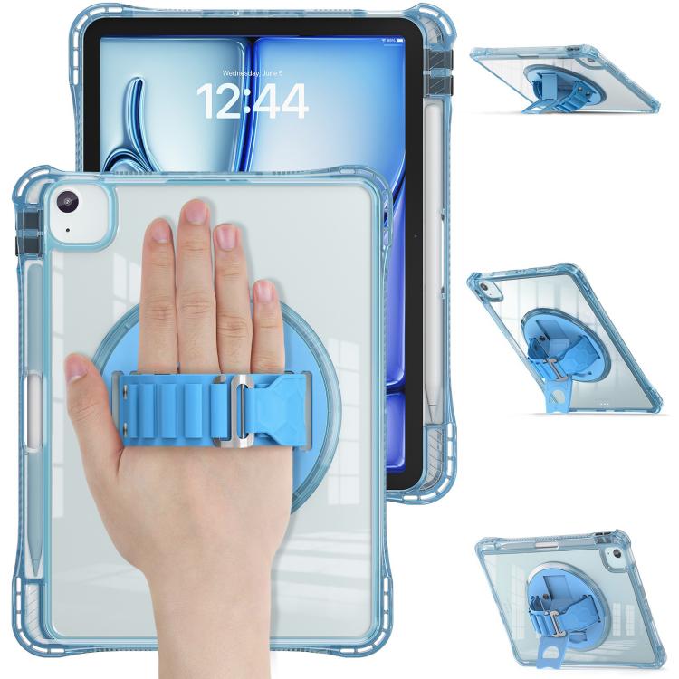 Funda híbrida TPU para iPad Air 13 (2024/2025) con soporte giratorio y agarre (Azul Claro)