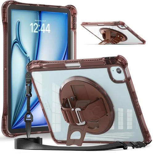 Funda híbrida TPU para iPad Air 11 (2025/2024) y Pro 11 (2022) con soporte giratorio y agarre (Chocolate)