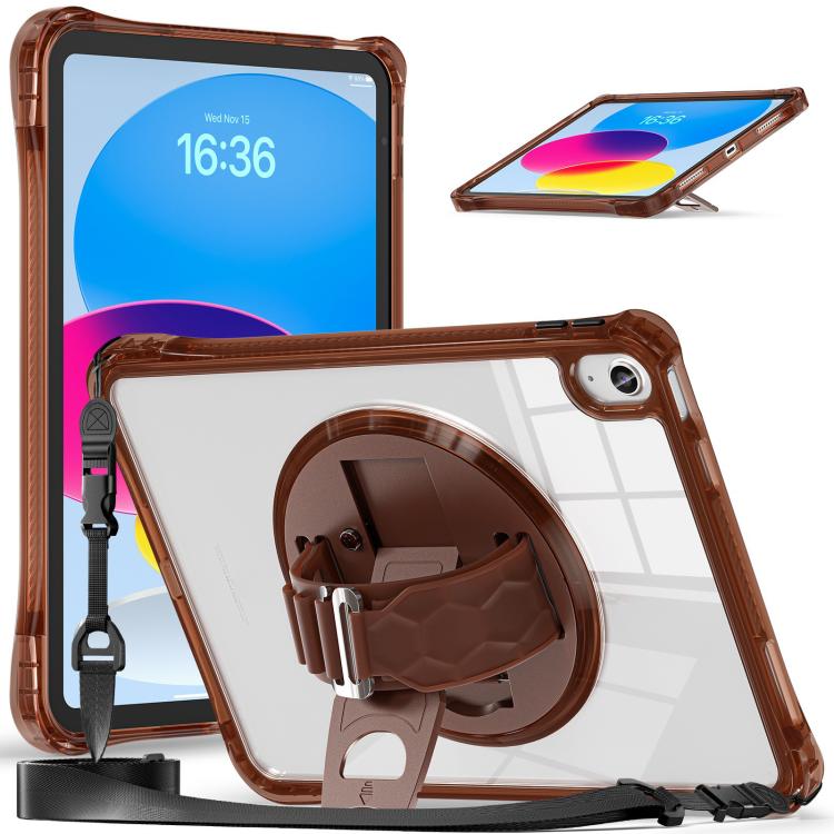 Funda híbrida TPU para tableta iPad 10.ª generación 10.9 soporte giratorio (Chocolate)