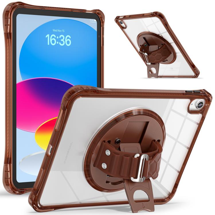 Funda híbrida TPU para tableta iPad 10.ª generación 10.9 soporte giratorio (Chocolate)