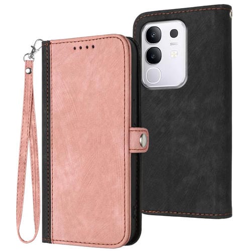 Funda de Cuero con Hebilla Lateral y Doble Pliegue para Vivo Y29 4G (Rosa)