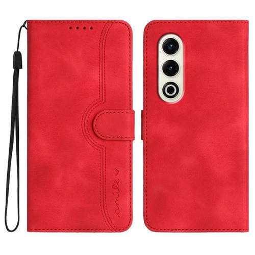 Funda de Cuero para Itel S25 Skin Feel con PatrĂłn de CorazĂłn (Rojo)