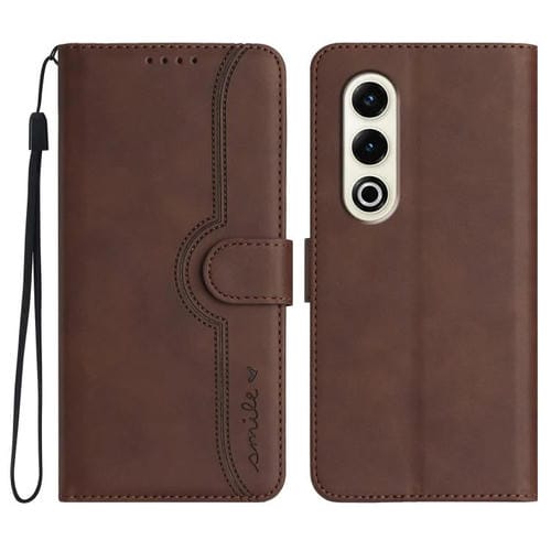 Funda de Piel para Teléfono Itel S25 con Diseño de Corazón (Marrón)