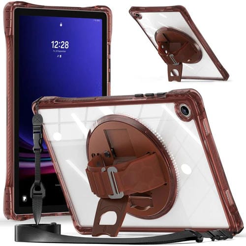 Funda Híbrida de TPU para Tablet Samsung Galaxy Tab A9+ con Soporte Giratorio (Chocolate)