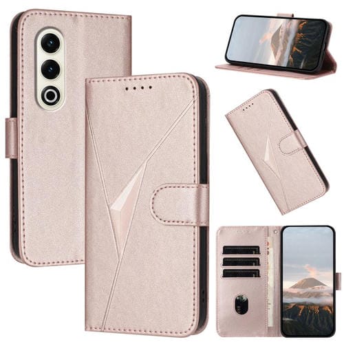 Funda de Cuero Itel S25 con Cierre de Hebilla y Diseño Triangular (Oro Rosa)