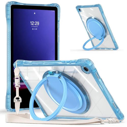 Funda híbrida TPU Samsung Galaxy Tab A9+ con Asa de Anillo Giratorio (Azul Claro)