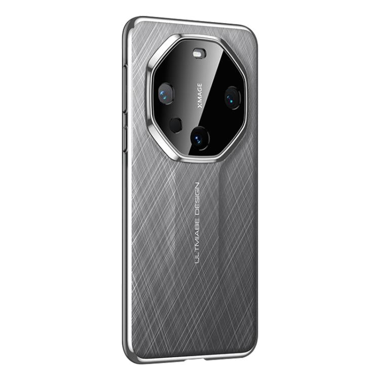 Funda para Teléfono Huawei Mate 60 Diseño Imitación Cuero Liso Pintura PC (Gris)