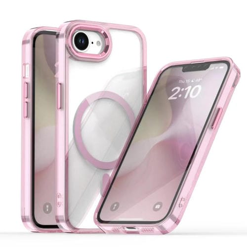For iPhone 16e MagSafe Magnetic Clear Phone Case(Pink)
